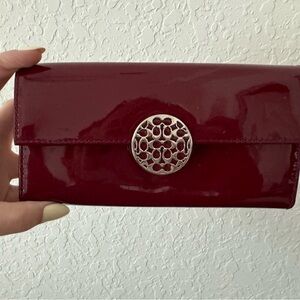 Coach burgundy patent leather wallet